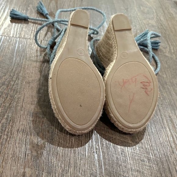 MERONA Wedge Shoes Target Merona Meredith Blue Canvas Platform Sandal Size 8 - Picture 4 of 6